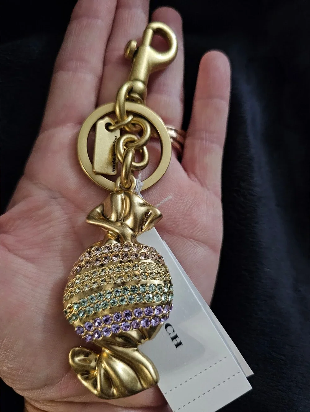 NWT Coach Candy Bag Charm Rainbow Crystal Keychain CDD09